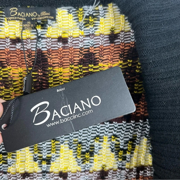 Baciano Open Knit Geometric Waterfall Cardigan Boho Southwestern Fair Isle Retro - Picture 7 of 12